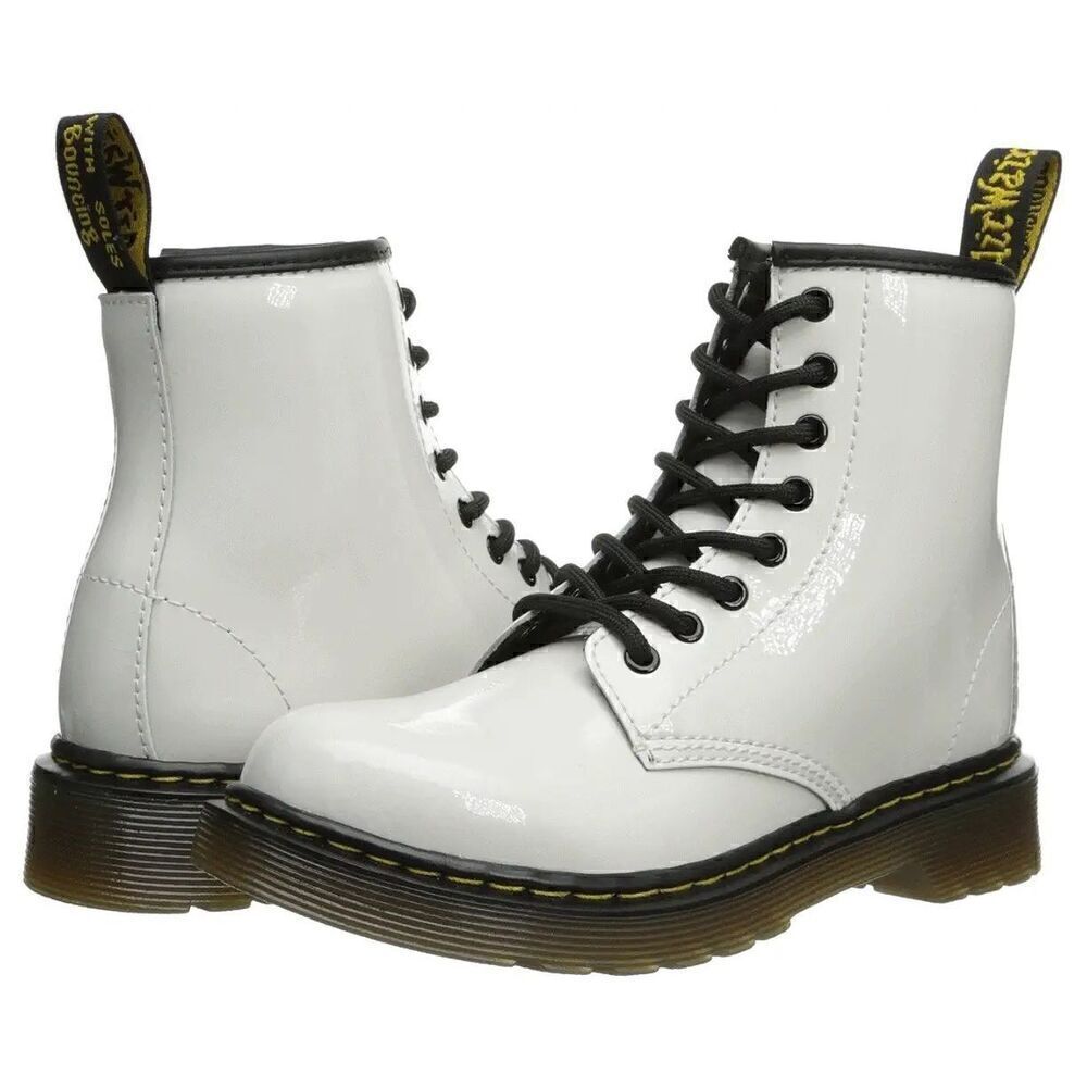 Dr. Martens style 1460 Combat Boot White Patent leather Girls Size 5